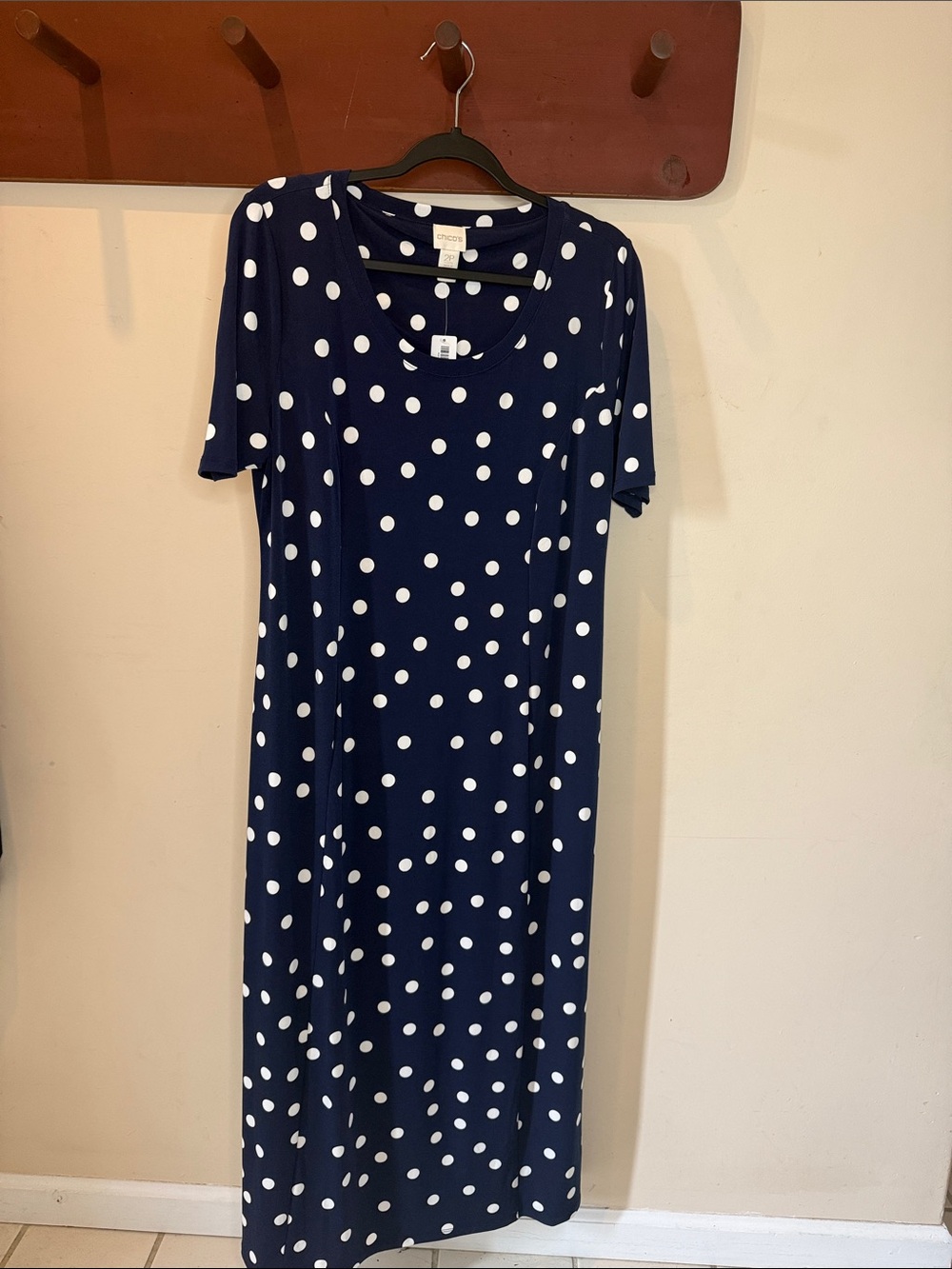 Chico's Navy and White Polka Dot Maxi Dress
